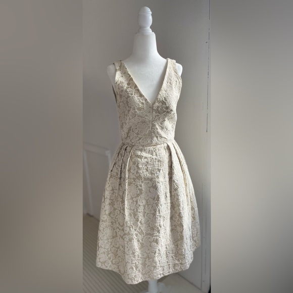 BHLDN James Coviello Dress / Anthropologie Cream and Gold shimmer - Picture 3 of 16